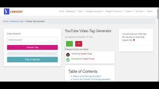 How to use Yconvert youtube tag generator tool | Free Tag generator