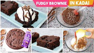 Fudgy Chocolate Brownie in Kadai / Moist chocolate cake without oven