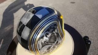 Custompaint Jet Helmet Flakes, Skulls Pinstriping Leaf Gold