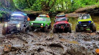 A Little Push - RC Crawler Family Group Run - TRX4 Defender, TRX6 G63 6x6, Scout II, FTX Jimny 1/10