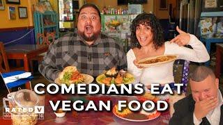 Vegan Pupusa Taste Test with NON VEGAN Salvadoran Comedians Hoozay and Nelson