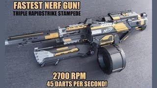 FASTEST NERF GUN!!! [TRIPLE RAPIDSTRIKE STAMPEDE w/ ROUGHCUT INTEGRATION]