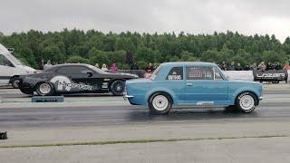 Dodge Challenger 392 Hemi vs VAZ 2101 2.0 Turbo 1/4 mile drag race