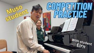 Giggly 9yo girl COMPETITION practice! (grade 4 lesson - Czerny warm up + 2 pieces)