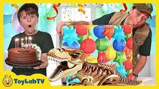 Dinosaur Giant Surprise Party! Birthday Toy Hunt with Jurassic World Lego Toys & Dinosaurs Playsets