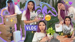 A few NEW PLANTS + UNBOXING a ton of random stuff for plant care  | updates vlog 