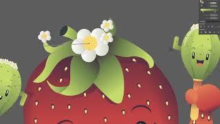 Vectorizing in Illustrator - Timelapse Video (WIP) - Strawberry Cactus