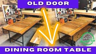 How to Make an Epoxy Top Farmhouse Table and Bench with OLD DOOR