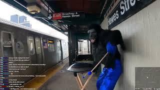 Agitated ape vs Subway train