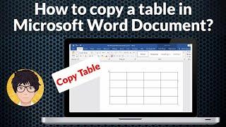 How to copy a table in Microsoft Word Document?