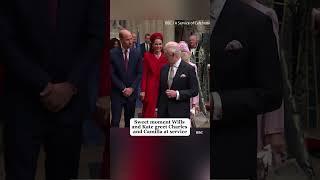 Cute moment as Prince William and Kate greet Charles and Camilla at the Commonwealth Day Service