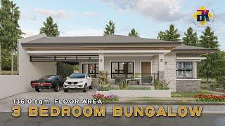 3 Bedroom Bungalow HOUSE DESIGN | 136 sqm. | Exterior & Interior Animation