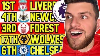 MY FINAL PREMIER LEAGUE TABLE PREDICTIONS