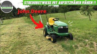 Schafft der Mäher das?? - Streuobstwiese mit John Deere LT 170 Aufsitzmäher mähen! | Vlog | Niko TV