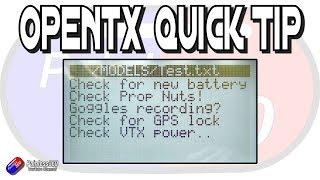 OpenTX Quick Tip: Model Checklists