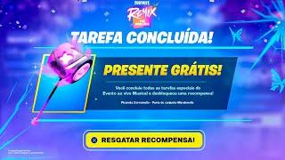  AGORA! COMO RESGATAR NOVA *RECOMPENSA GRÁTIS* DO EVENTO AO VIVO MARSHMELLO x FORTNITE REMIX!