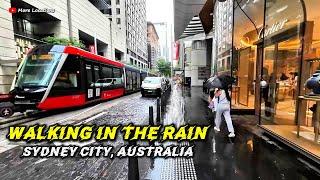 Walking in The Rain in Sydney City, Australia