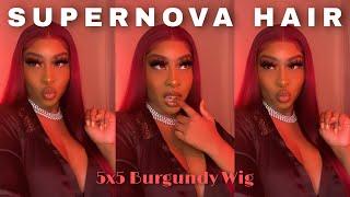 $195 99j Burgundy Straight Wig Install & Review Ft. SUPERNOVA HAIR | Amazon Wig Series￼