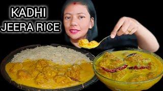 EATING POPULAR INDIAN FOOD // KADHI WITH JEERA RICE MUKBANG