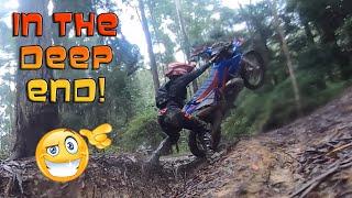 IN THE DEEP END! Yamaha WR250R, KTM, Beta, Husqvarna. Watagan state forest NSW Australia.