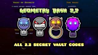 GEOMETRY DASH 2.207 - ALL 4 VAULT CODES (2024)