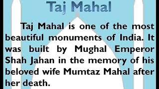 Essay on Taj Mahal in English by Smile Please World