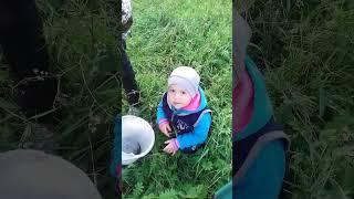 Семейная рыбалка на  пруду, племяшки ловят карасиков