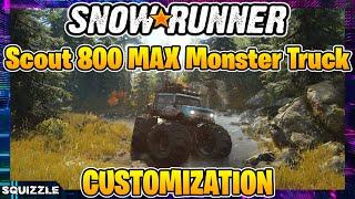 SnowRunner: Scout 800 MAX Monster Truck (4 Wheel Steer) Customization + Test Drive (Console Mods)