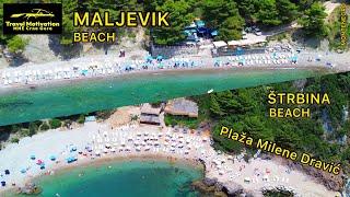 Plaže MALJEVIK i ŠTRBINA - plaža Milene Dravić Jul 2024 - MALJEVIK & ŠTRBINA Beach [4K Aerial View]