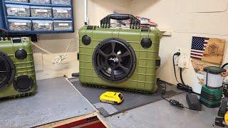 10" subwoofer Bluetooth portable speaker -- big bass/quality sound (DeWalt battery powered)