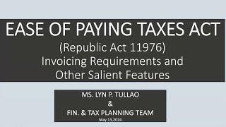 EASE OF PAYING TAXES (EOPT RA NO. 11976)