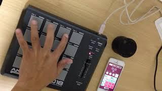 koala sampler with akai mpd18 with bluetooth speaker test