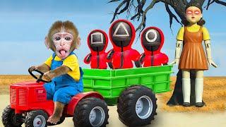 Monkey BuBu Escape from Squid Game Prison and and Face with Giant Monster - MONO BUBU ESP