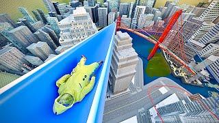 Extreme Water slide in the city - found footage