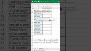 Arrange a list in reverse order in excel