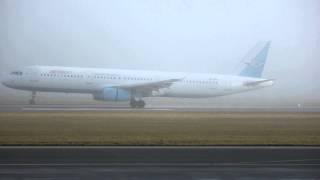 Foggy Kolavia MetroJet A321 landing Salzburg Airport visual runway 33