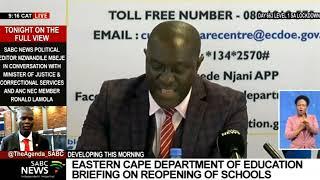 Back to School | Eastern Cape Education Department briefing on the state of readiness for 2022