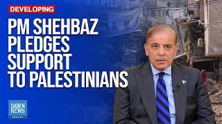 PM Shehbaz Pledges Govt’s Unwavering Support To Palestinians | Dawn News English