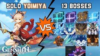 Solo C0 Yoimiya vs 13 Bosses Without Food Buff | Genshin Impact