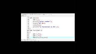 Program to find Factorial of a number using function in C Programming Language