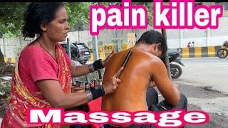 wooden stick back body and shoulder massage therapy by Lal baba' sister (sarswati devi)//asmr