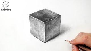 [소묘 기초] 정육면체 금속질감표현 기초조형 드로잉 / 정물 연필 그림 그리기 / Pencil Drawing Basics / How to Draw Metal Texture