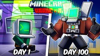 I Survived 100 Days as a COMPUTERMAN in Hardcore Minecraft!