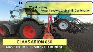 【CAB View】Wheat Seeding Power harrow & Grain drill , Combination | CLAAS+MASCHIO+SULKY【4K】