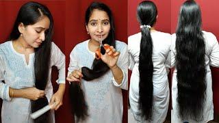 #dry hair combing and self haircut️ at the  bottom of the straight #with long hair‍️