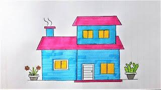 How to draw a House My house Drawing Easy Painting