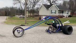 The Blue Demon Trike . Built by Ian Roussel and Eerie Eric on full custom garage