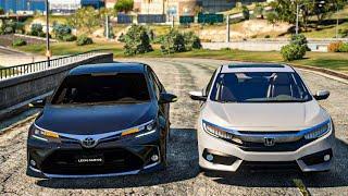 Toyota Corolla X VS Honda Civic | Micheal vs Franklin | GTA 5 | Leon Gaming