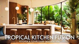 Collection of Tropical Kitchen Merging With Courtyard