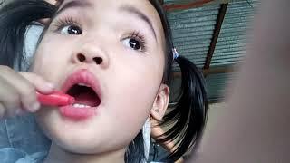 How to apply lipstick? 3 - year old Baby Esther